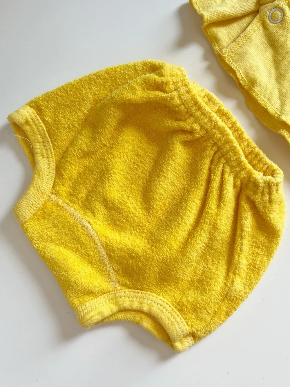 Vintage Yellow Terry 3 Piece Baby Set | Kimono top, Bloomers, and Bib | 0-3m